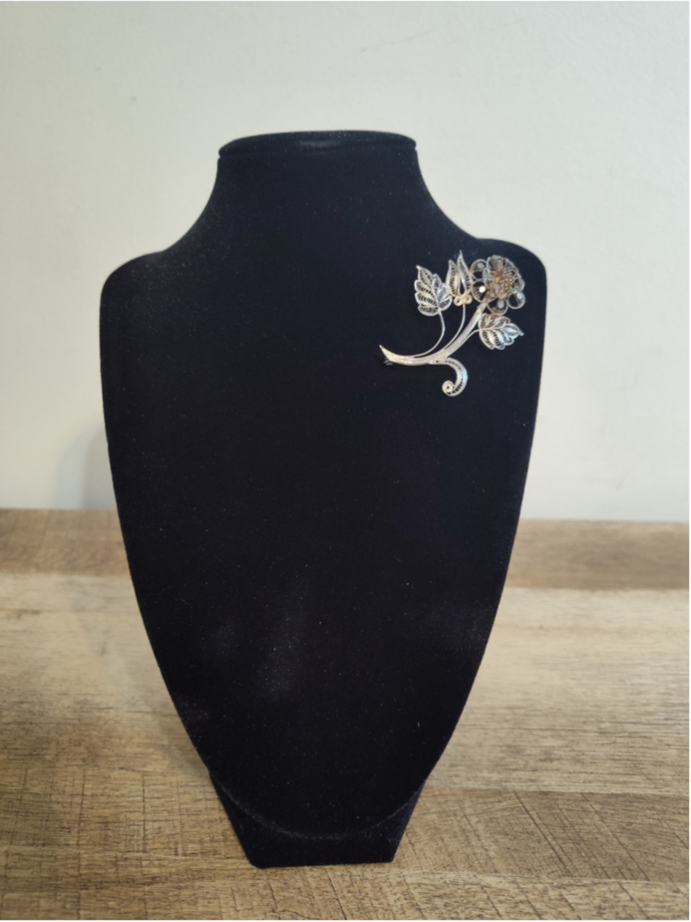 Women's Sterling Silver Filigree Flower Brooch